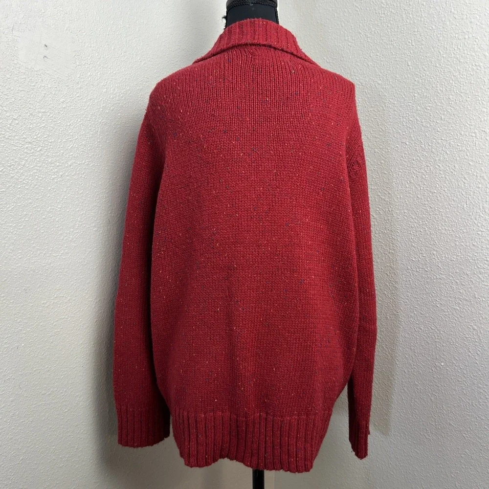 90s Cabin Creek Cable Knit Cardigan‎ Sweater Women's Large Red Full Zip Preppy
